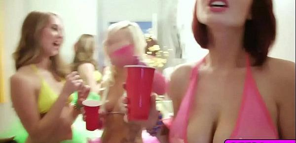  Wild college babes in a  hot party group fuck